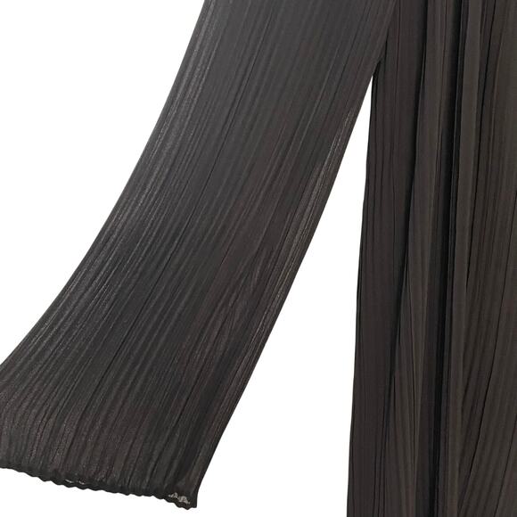 Banana Republic Black Dress Long Sleeve Shift Pleated Sheer M LBD - Picture 3 of 5